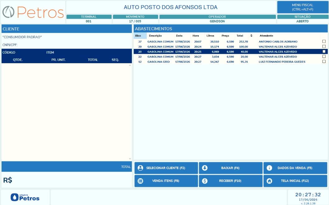 PDV Petros - Frente de caixa do posto
